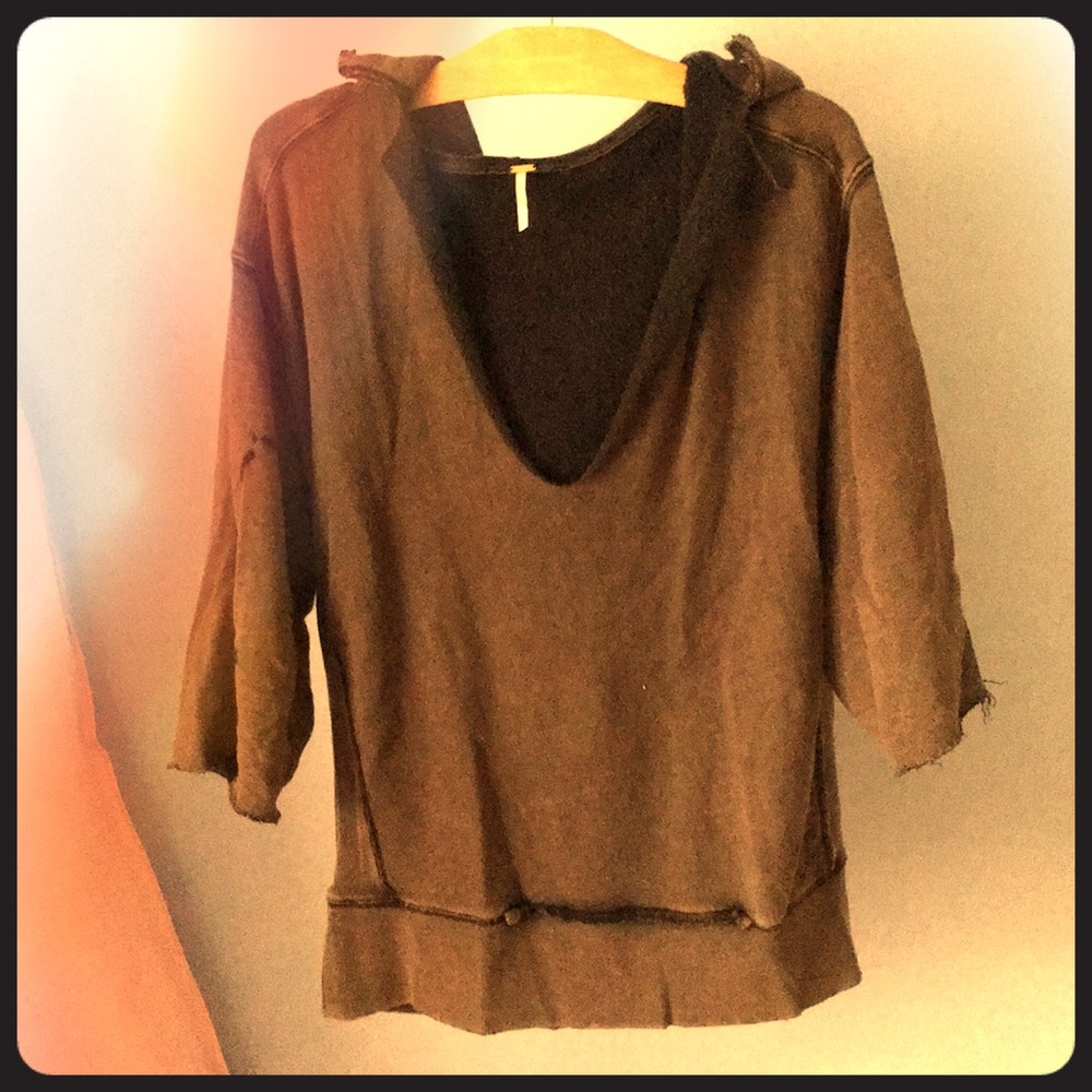 Free People distressed 3/4 sleeve sweater